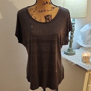 Elegant Gray Studded Women's Top